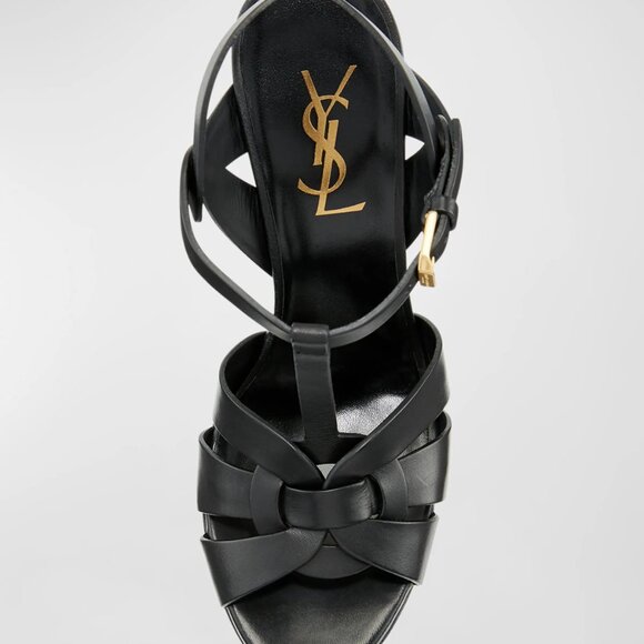 Saint Laurent Tribute Platform Black Sandals, US6 - Picture 1 of 2